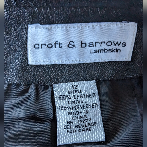 Croft & Barrows Black Lambskin genuine leather mini skirt sz 12 - Picture 5 of 5